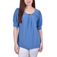 thumbnail image 1 of Petite Short Sleeve Balloon Sleeve Top With Hardware, 1 of 3