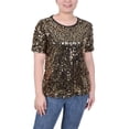 thumbnail image 1 of Petite Short Sleeve Sequined Top, 1 of 3