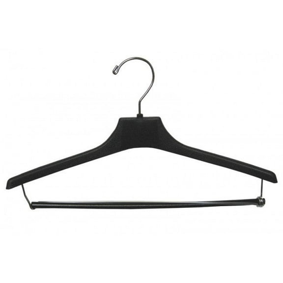 Petite Size Black Plastic Suit Hanger w/ Locking Bar - 15"