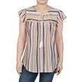 thumbnail image 1 of NY Collection Womens Drawstring Neck Tunic Blouse, Beige, Petite, PM, 1 of 1