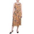 thumbnail image 1 of Petite Sleeveless Chiffon Belted Dress Yellow Floral PM, 1 of 1