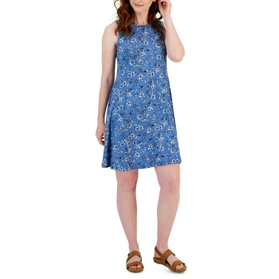 Petite Sleeveless Floral Flip-Flop Dress Blossom Blue PP