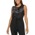 thumbnail image 1 of Petite Sleeveless Pleat-Neck Top Black PM, 1 of 1
