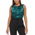 thumbnail image 1 of Petite Sleeveless Pleat-Neck Top Malachite PL, 1 of 1