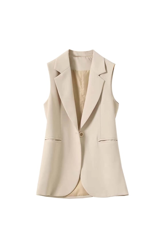 Petite Sleeveless Split Back Vest Tailored Casual for Women Stylish Wear Lightweight Comfortable Fashion Outerwear