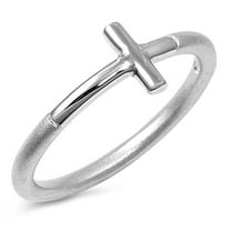 Petite Small Thin Sideways Cross Purity Ring 925 Sterling Silver Band Jewelry Female Male Size 10