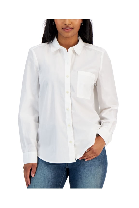Petite Solid Poplin Perfect Shirt Bright White PM