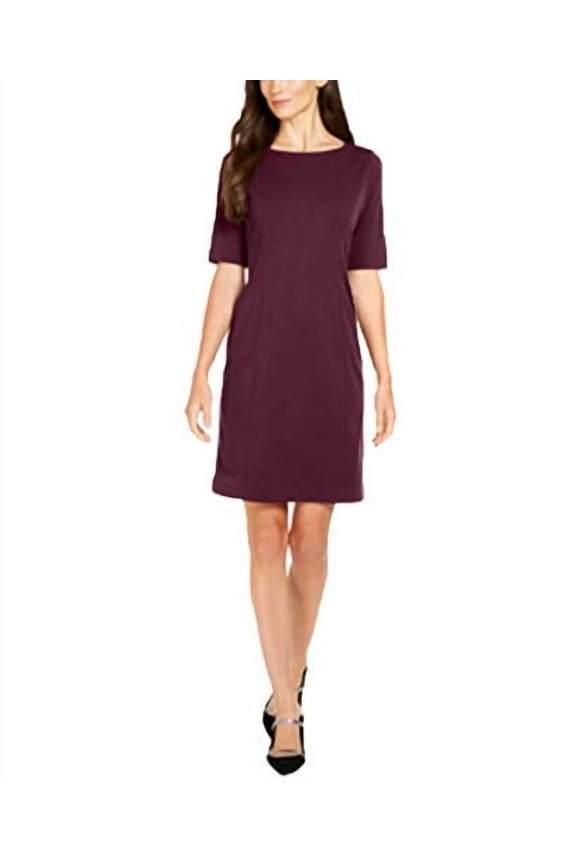 Petite Solid Sheath Dress Malbec 10P