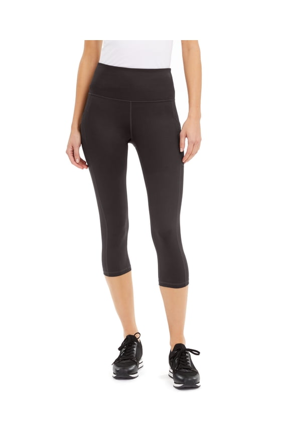 Petite Solid Side-Pocket Cropped Leggings Deep Charcoal PS