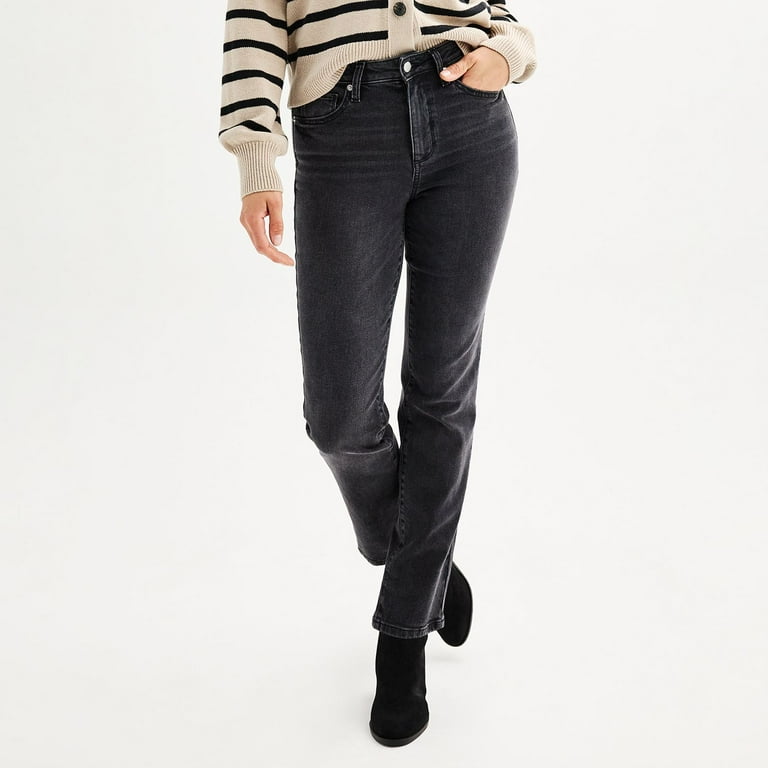 Petite Sonoma Goods For Life High Rise Straight Jeans Color Black Wash Size 2 PETITE Walmart