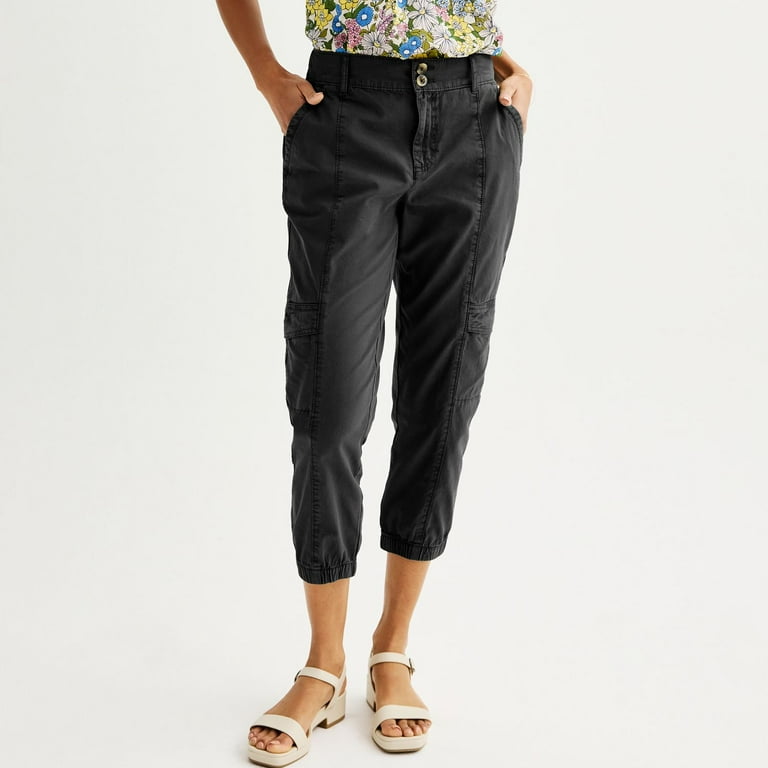 Petite Sonoma Goods For Life Utility Capri Pants Color Pitch Black Size 0 PETITE
