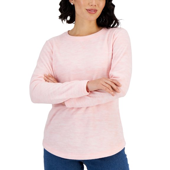 Petite Space-Dyed Microfleece Pullover Soft Pink PP/PXS