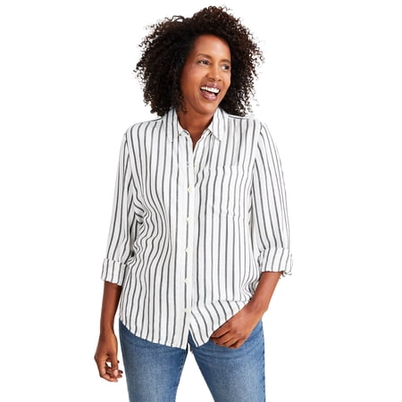 Petite Sparkle Perfect Long-Sleeve Shirt Sparky Shiitake PS