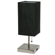Petite Stick Lamp with USB Charging Port and Fabric Shade - Black