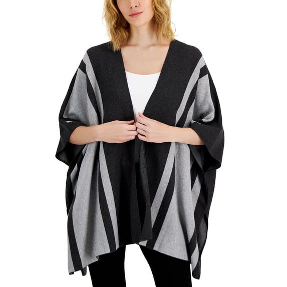 Petite Striped Cape Sweater Grey Heather PL