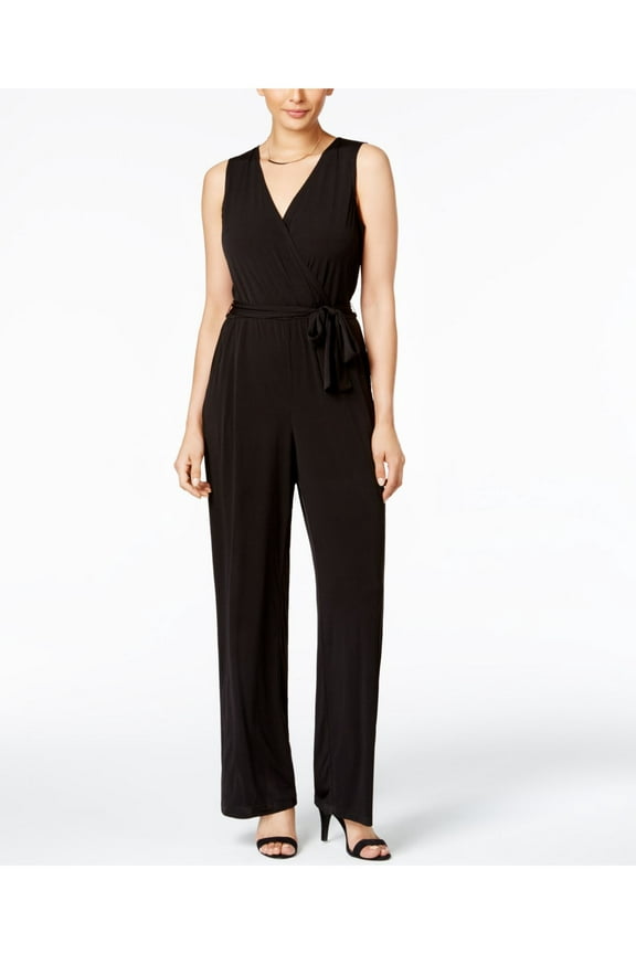 Petite Surplice Belted Wide-Leg Jumpsuit