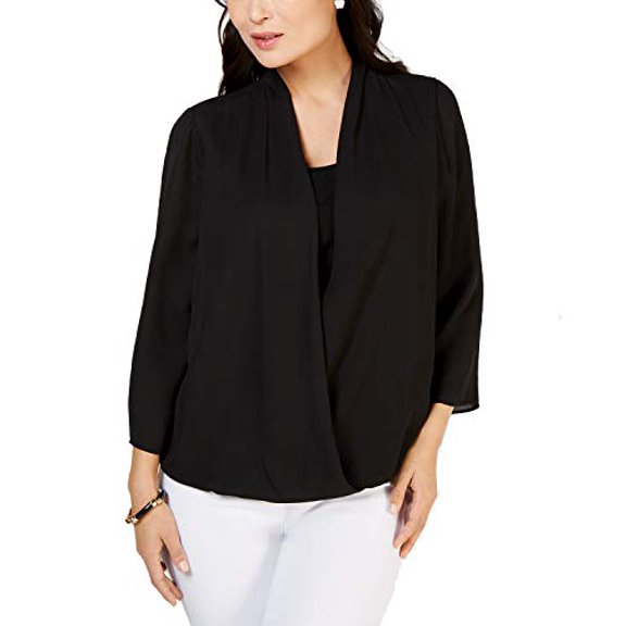 Petite Surplice Top Deep Black PM