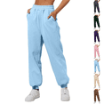 thumbnail image 1 of Petite Sweatpants For Women Trendy Elastic Waist Cinch Bottom Lounge Pant Lightweight Baggy Joggers With Pocket Blue M, 1 of 3