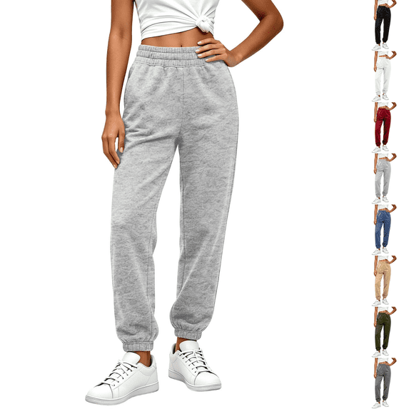 Petite Sweatpants for Women Trendy Elastic Waist Cinch Bottom Lounge Pant Lightweight Baggy Joggers With Pocket
