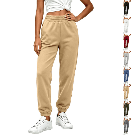 Petite Sweatpants for Women Trendy Elastic Waist Cinch Bottom Lounge Pant Lightweight Baggy Joggers With Pocket