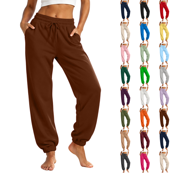 Petite Sweatpants for Women Trendy Elastic Waist Cinch Bottom Lounge Sweatpants Lightweight Baggy Joggers With Pocket