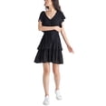 thumbnail image 1 of Petite Tiered Ruffled Dress Black PL, 1 of 1
