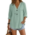 thumbnail image 1 of Petite Tops for Women Ladies Tops and Blouses Womens Gauze Tops Dressy Summer Outfits Elbow Sleeve Tops Women Light Weight Button Up Shirt Women Plus Size Top Gauze Shirts Workout Tops, 1 of 5