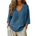 thumbnail image 1 of Petite Tops for Women Peasant Tops for Women Lightweight Linen Blouses for Women Fitted Tops for Women Shirts for Women Women's Linen Blouses Beach Shirts for Women Womens Summer Tops, 1 of 7