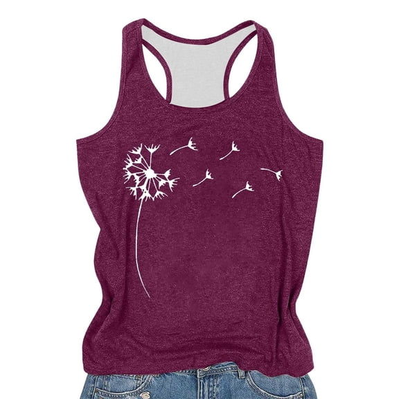 Petite Tops for Women Loose Fit Graphic Print Sleeveless Basic Stretchy Soft Wear Womens Blouses,Purple,L