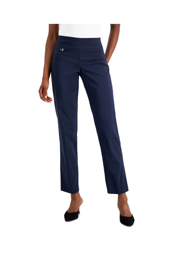 Petite Tummy-Control Straight-Leg Pants Modern Navy 4P