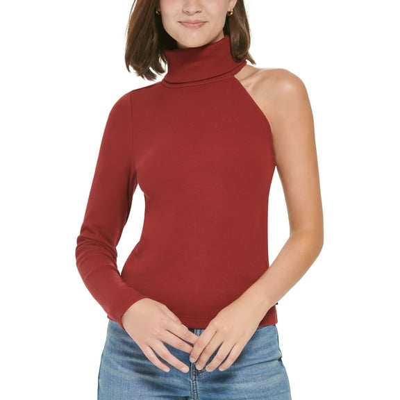 Petite Turtleneck One-Shoulder Top Syrah PL