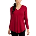 thumbnail image 1 of Petite V-Neck Pleat-Front Tunic Real Red PS, 1 of 1