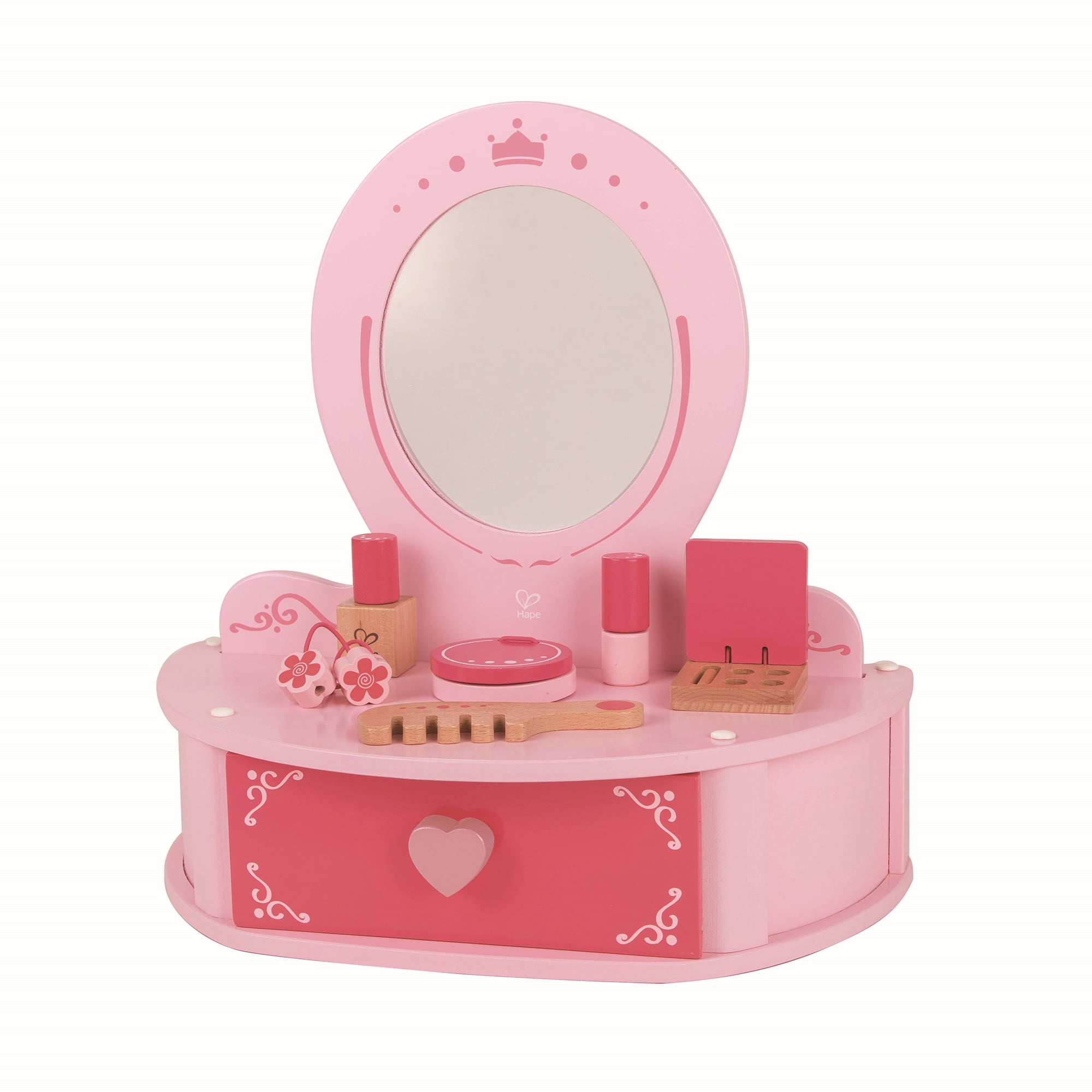Open Box Petite Vanity Toy Wooden Beauty Counter with Mirror and