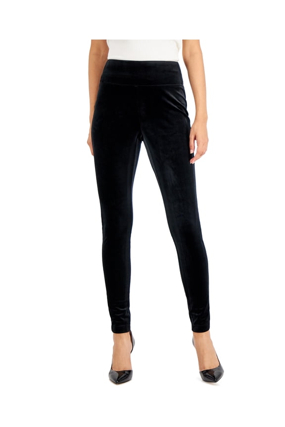 Petite Velvet Skinny Pants Deep Black PS