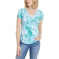 thumbnail image 1 of Petite Venice Tie-Dye Burnout V-Neck T-Shirt Emerald Dye PM, 1 of 1