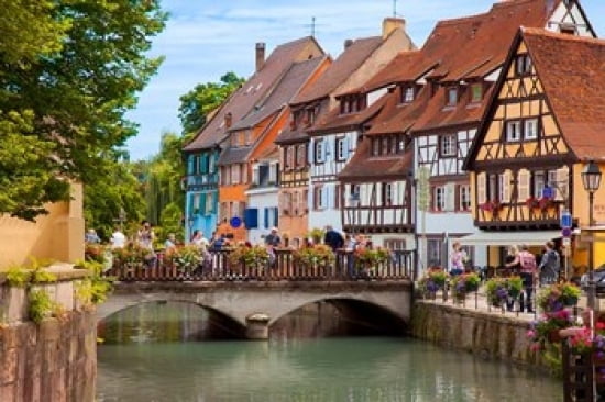 Petite Venise along the Quai de la Poissonnerie Canvas Art - Brian Jannsen DanitaDelimont (36 x 24)