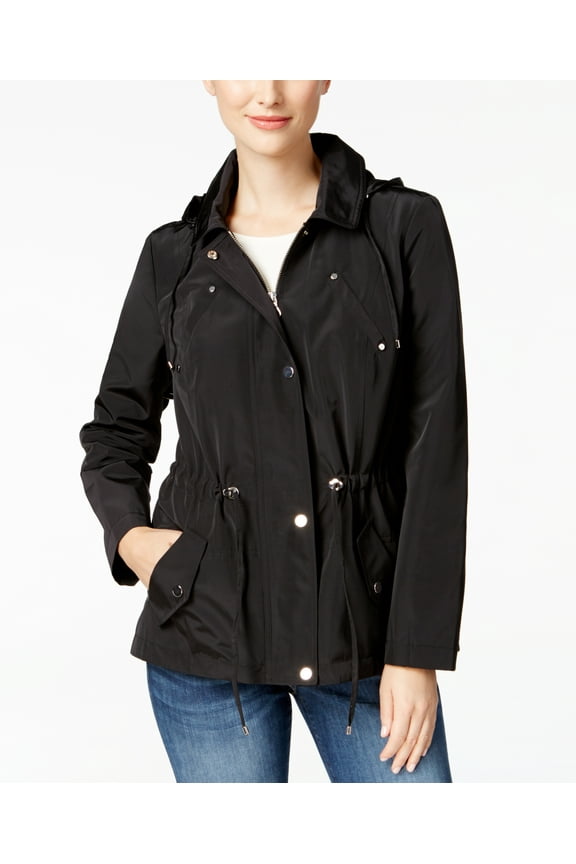 Petite Water-Resistant Hooded Anorak Jacket Deep Black PL