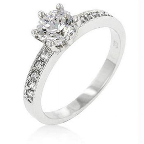 Petite White Engagement Ring, Size : 07