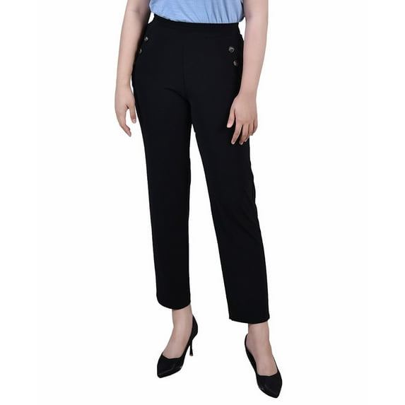 Petite Wide Waist Pull On Pants Black PM
