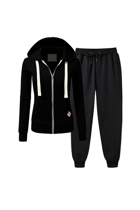 Petite Women Plus Size Sweatsuits 2-Piece Workout Outfits Full Zipper Athletic Hoodies and Elastic Waist Running Joggers