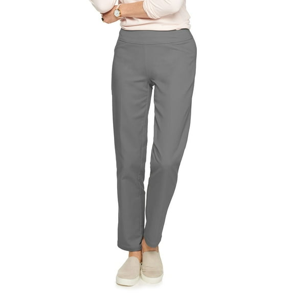 Petite Women's Croft & Barrow® 4-Pocket Effortless Stretch Pull-On Straight-Leg Pants Color: Forged Iron Size: 6P - SHORT