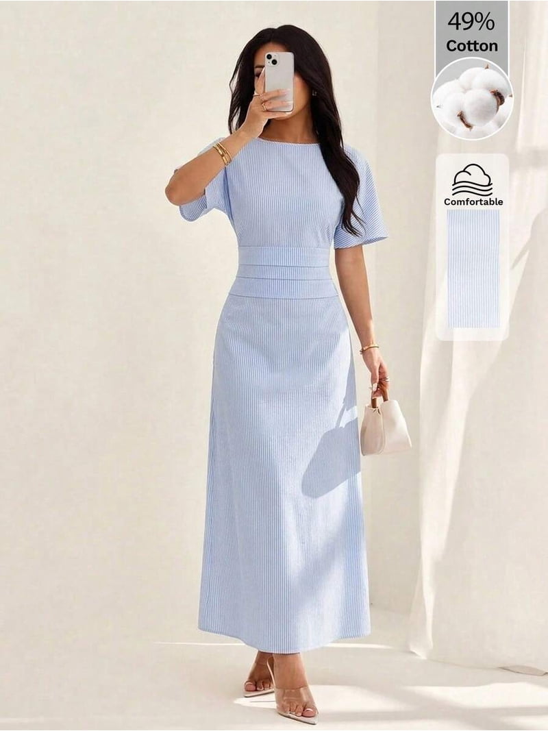 midi denim overall dress Lana Roux Women's Baggy Maxi Size:XS (0-2) Add a touch of Wedding Guest Dresses | Cooper