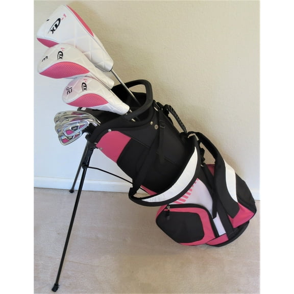 Petite Womens Complete Golf Set Fits Ladies 5ft to 5ft 6in Tall Clubs Driver, Wood, Hybrid, Irons, Putter Deluxe Bag Pink