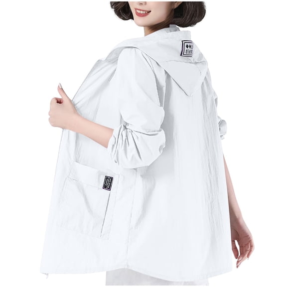 Petite Womens UPF 50 Sun Protection Jacket Full Zip Up Long Sleeve Cooling Shirt Athletic Workout Hoodie Lightweight