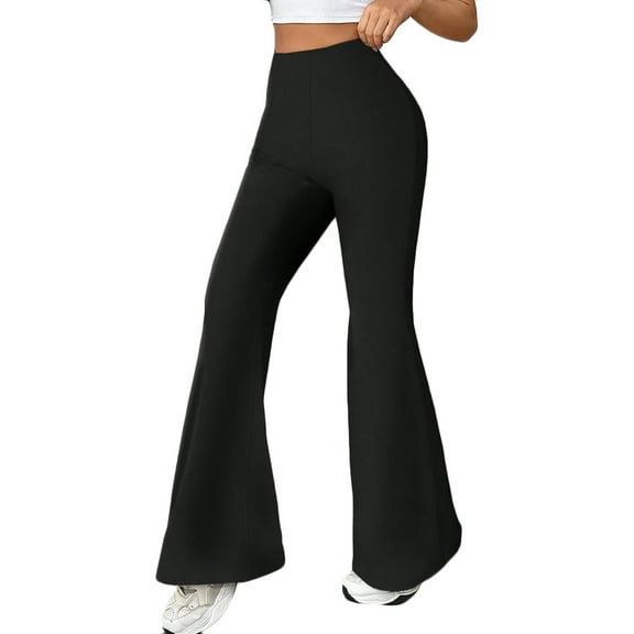 Petite Womens Wide Leg Yoga Pants Vintage High Waist Stretch Loose Lounge Flare Leg Pant for Dress Work Casual