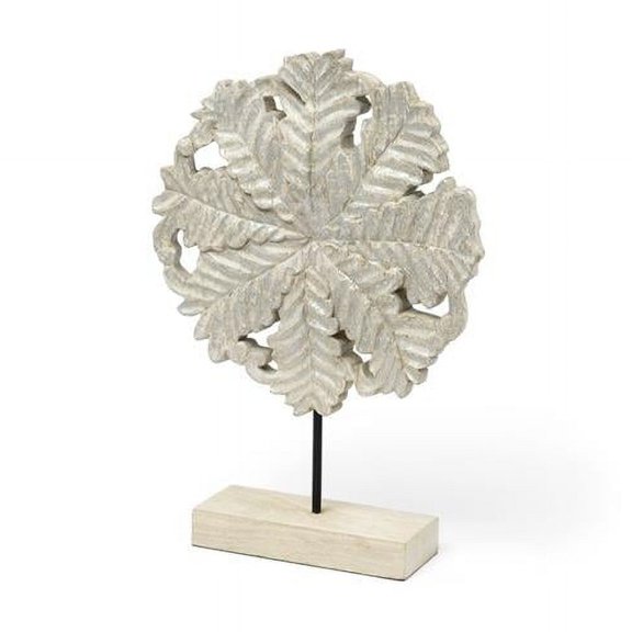 Petite Wood & Metal Floral Decor Piece, White
