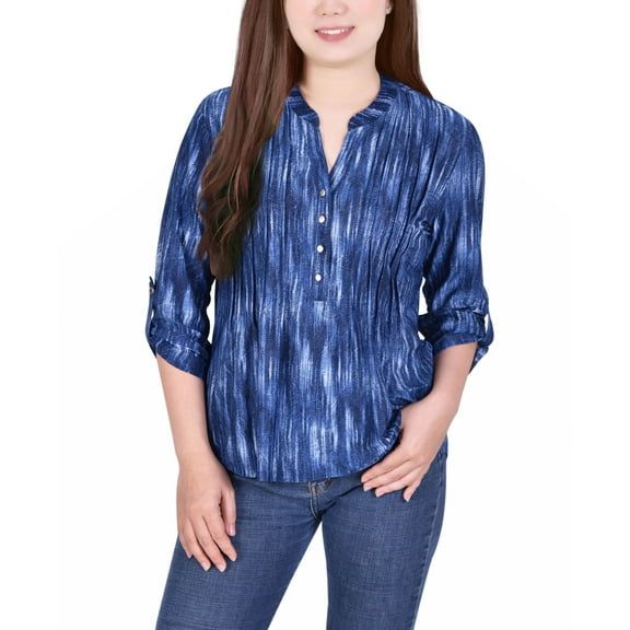 Petite Y Neck Top Blue Stripe PM