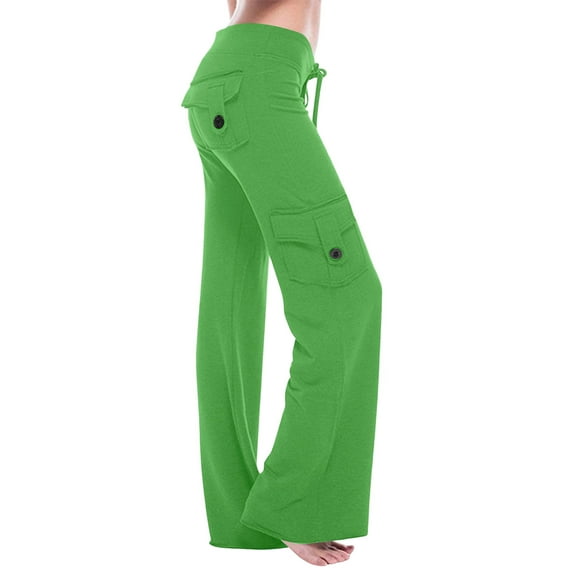 Petite Yoga Pants for Women Cargo Style Elastic Waist Wide Leg Casual Lounge Pants Mint Green S
