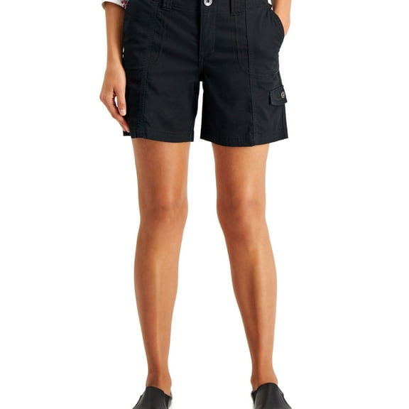 Style & Co. Womens Zig Zag Casual Cargo Shorts, Black, Petite, 12P