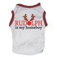 thumbnail image 1 of Petitebella Rudolph is My Homeboy Puppy Dog Shirt (White/Red, Large), 1 of 2
